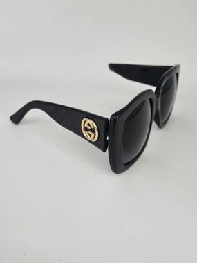 Gucci Black Oversized Square Sunglasses with Gold GG Emblem